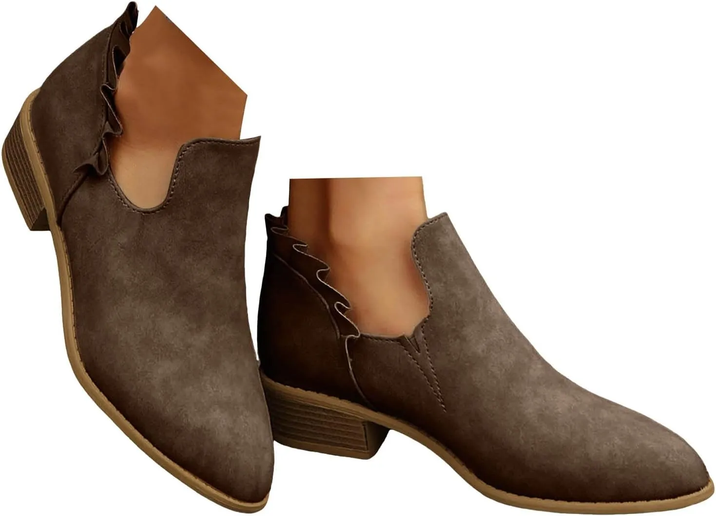 Womens Ankle Boots Low Heel Chelsea Boots Women Women's Ankle Boot Pointed Toe Pull on Fashion Riding Boots For Women