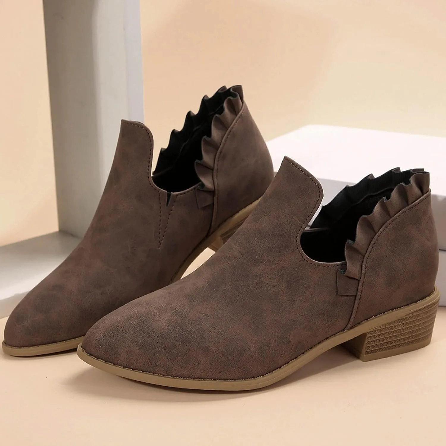 Womens Ankle Boots Low Heel Chelsea Boots Women Women's Ankle Boot Pointed Toe Pull on Fashion Riding Boots For Women