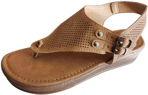 Womens Bohemian Flat Sandals Elastic Ankle Strap Dressy Summer Shoes Comfortable Beach Walking Slides Lightweight Casual Outdoor Footwear Orthopedic Shoes for Women