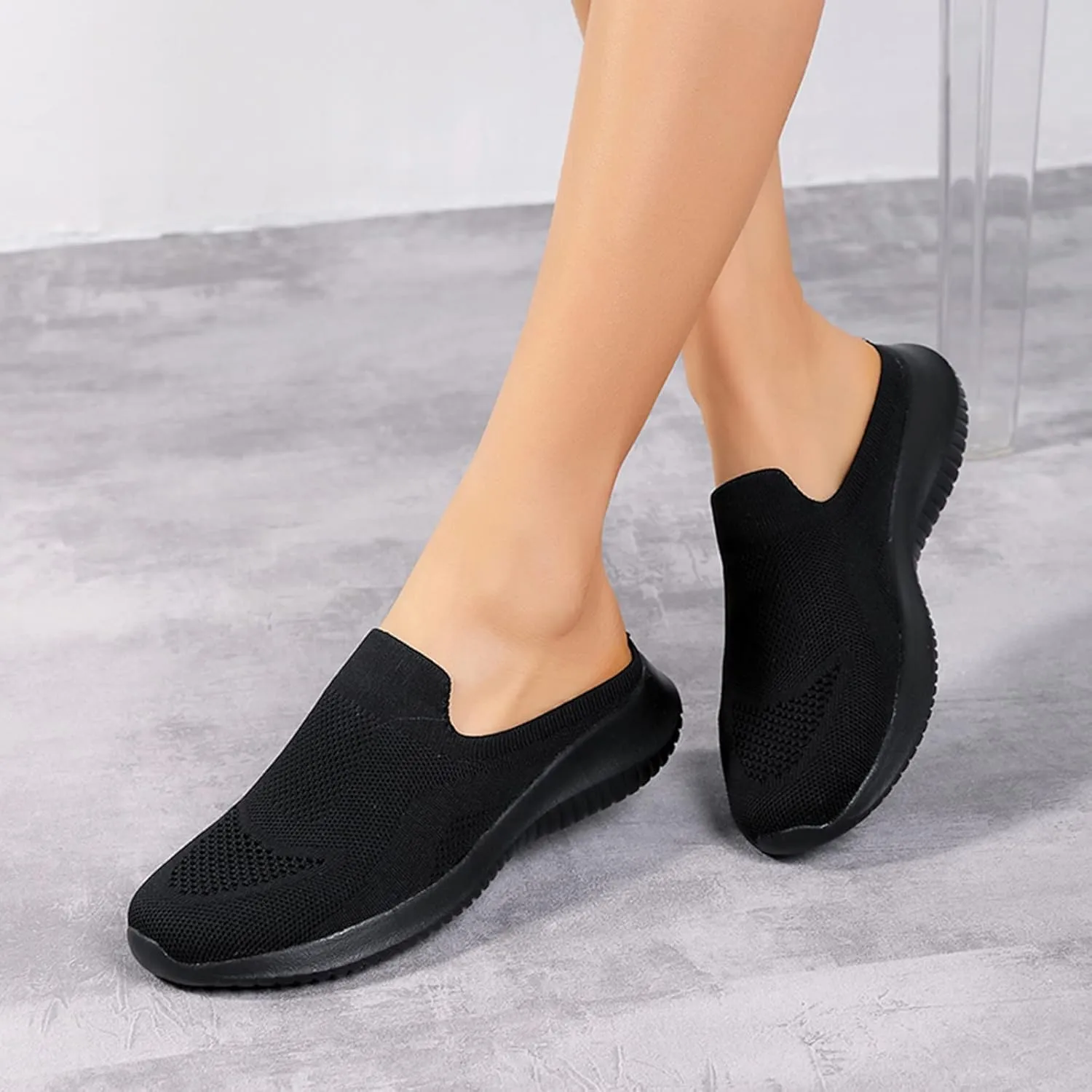 Women's Breathable Walking Mules Shoes - Lightweight Garden Clogs Casual Mesh Sneakers Open Back Slip-on House Shoes