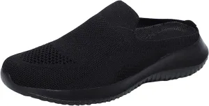 Women's Breathable Walking Mules Shoes - Lightweight Garden Clogs Casual Mesh Sneakers Open Back Slip-on House Shoes