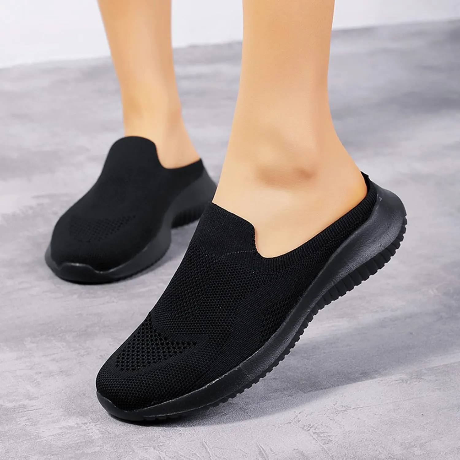 Women's Breathable Walking Mules Shoes - Lightweight Garden Clogs Casual Mesh Sneakers Open Back Slip-on House Shoes