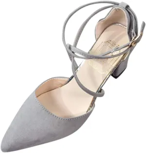Womens Chunky Heel Sandals Open Toe Ankle Strap Strappy Heels Comfortable Wedding Party Shoes