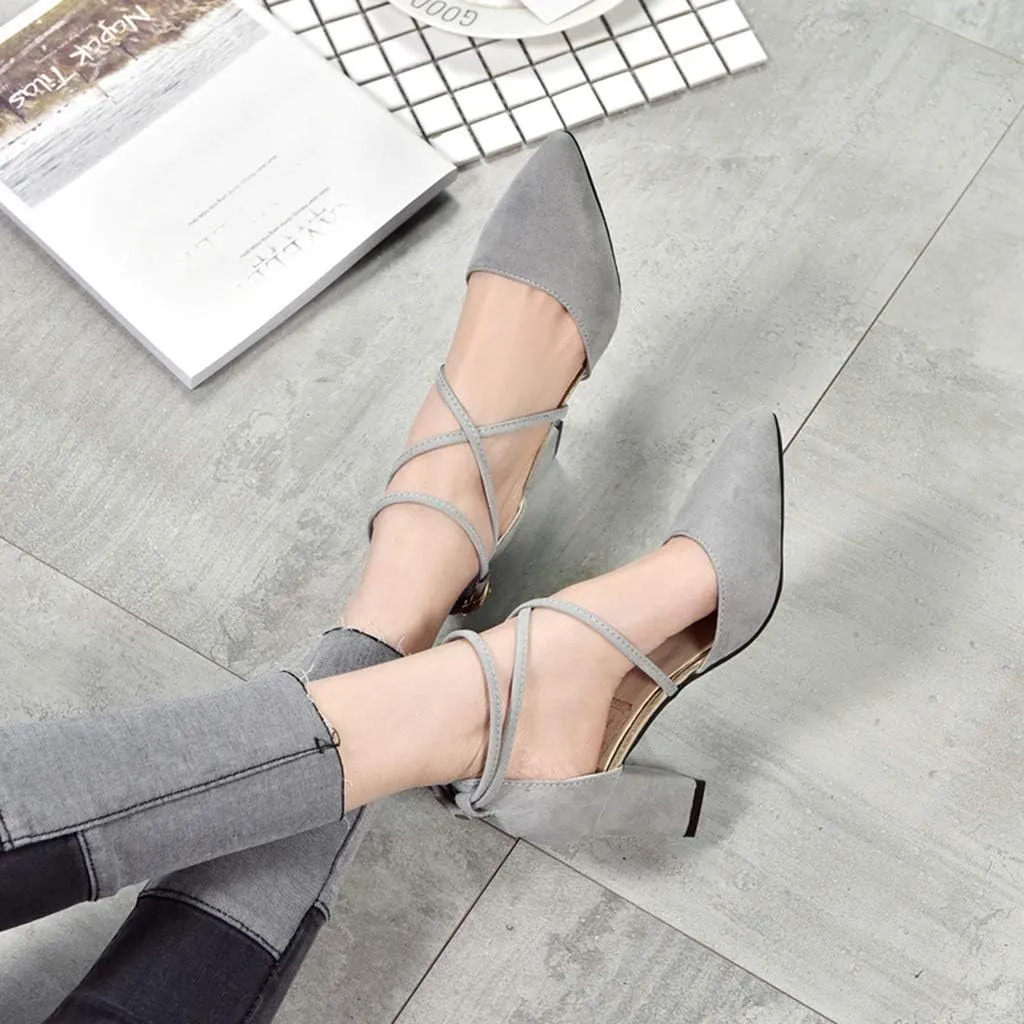 Womens Chunky Heel Sandals Open Toe Ankle Strap Strappy Heels Comfortable Wedding Party Shoes