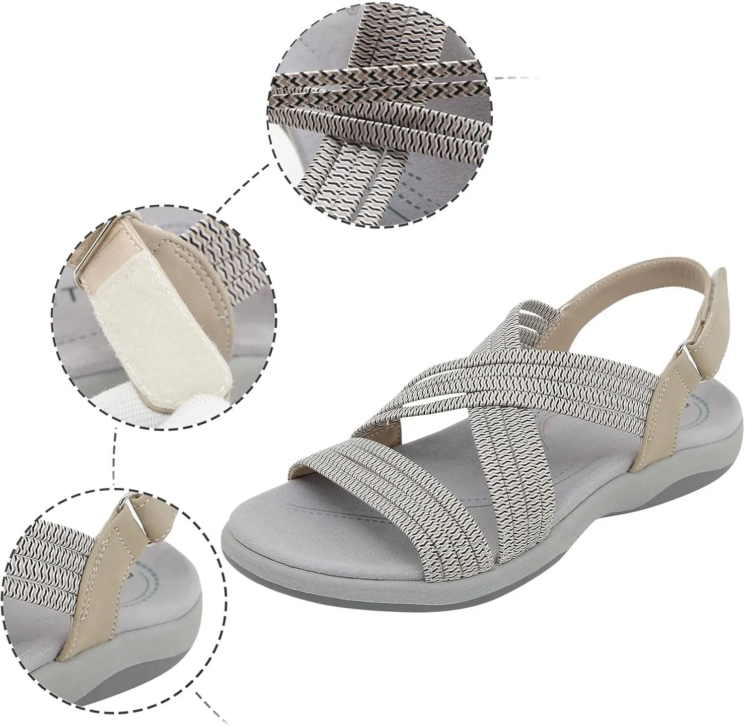 Women's Comfortable Flat Sandals Open Toe Walking Shoes for Summer Casual Adjustable Sports Flat Sandals
