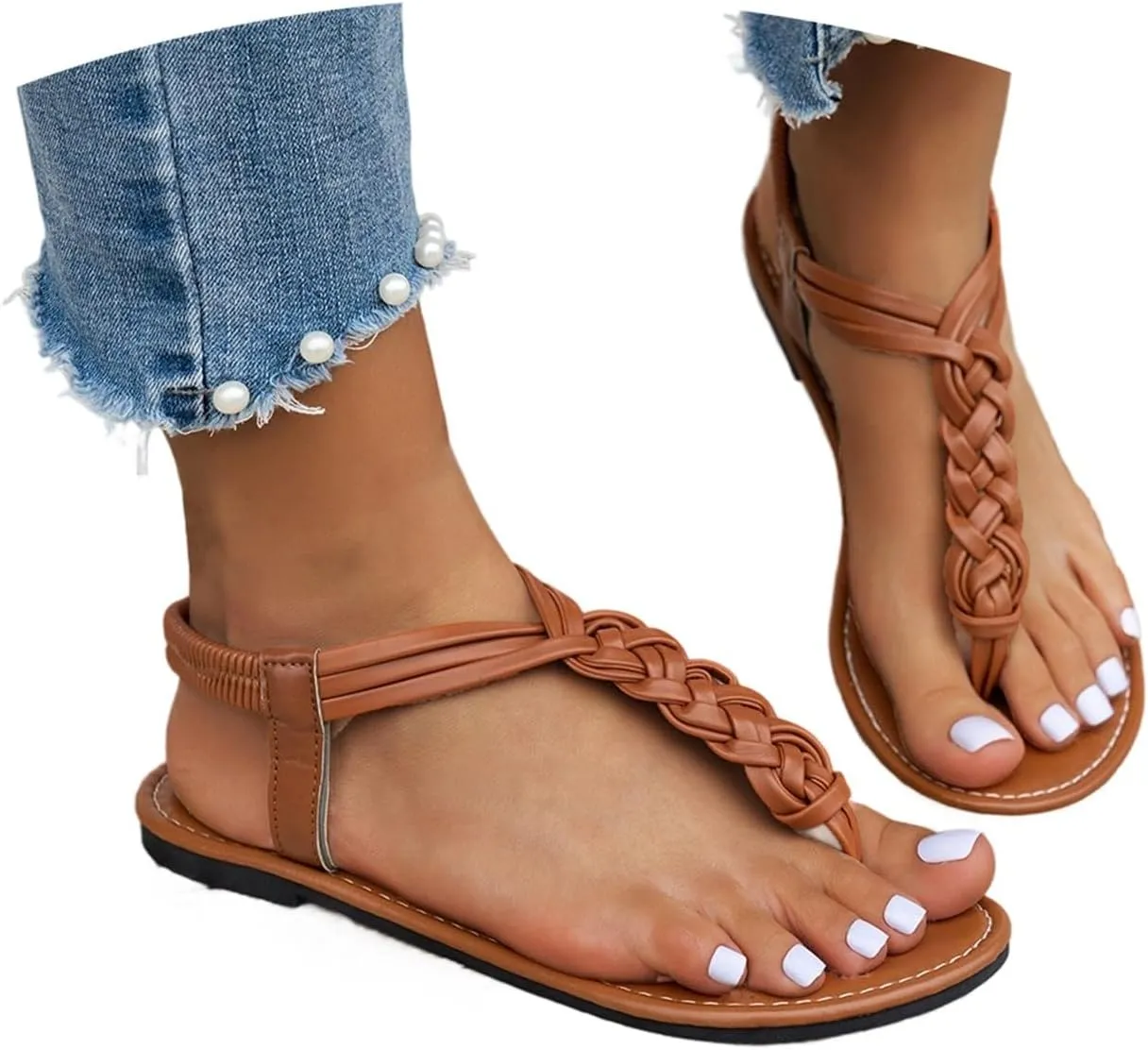 Women's Comfortable Open Toe Flat Thong Sandals Casual Summer Slide Flip Flops for Walking Beach Vacation