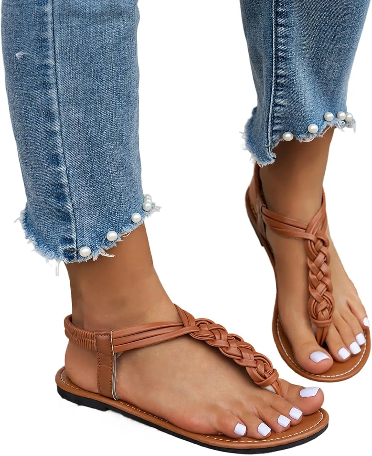 Women's Comfortable Open Toe Flat Thong Sandals Casual Summer Slide Flip Flops for Walking Beach Vacation