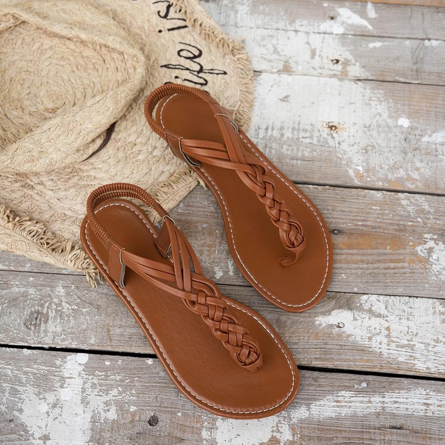 Women's Comfortable Open Toe Flat Thong Sandals Casual Summer Slide Flip Flops for Walking Beach Vacation
