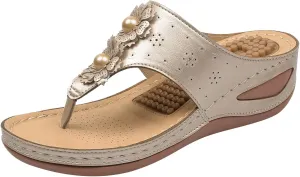Womens Comfy Wedge Orthopedic Sandals Summer Platform Orthopedic Womens Slippers with Arch Support Plantar Fasciitis Black Ladies Sandals Orthopedic Women's Black Flat Sandals Sandals for Women 2025