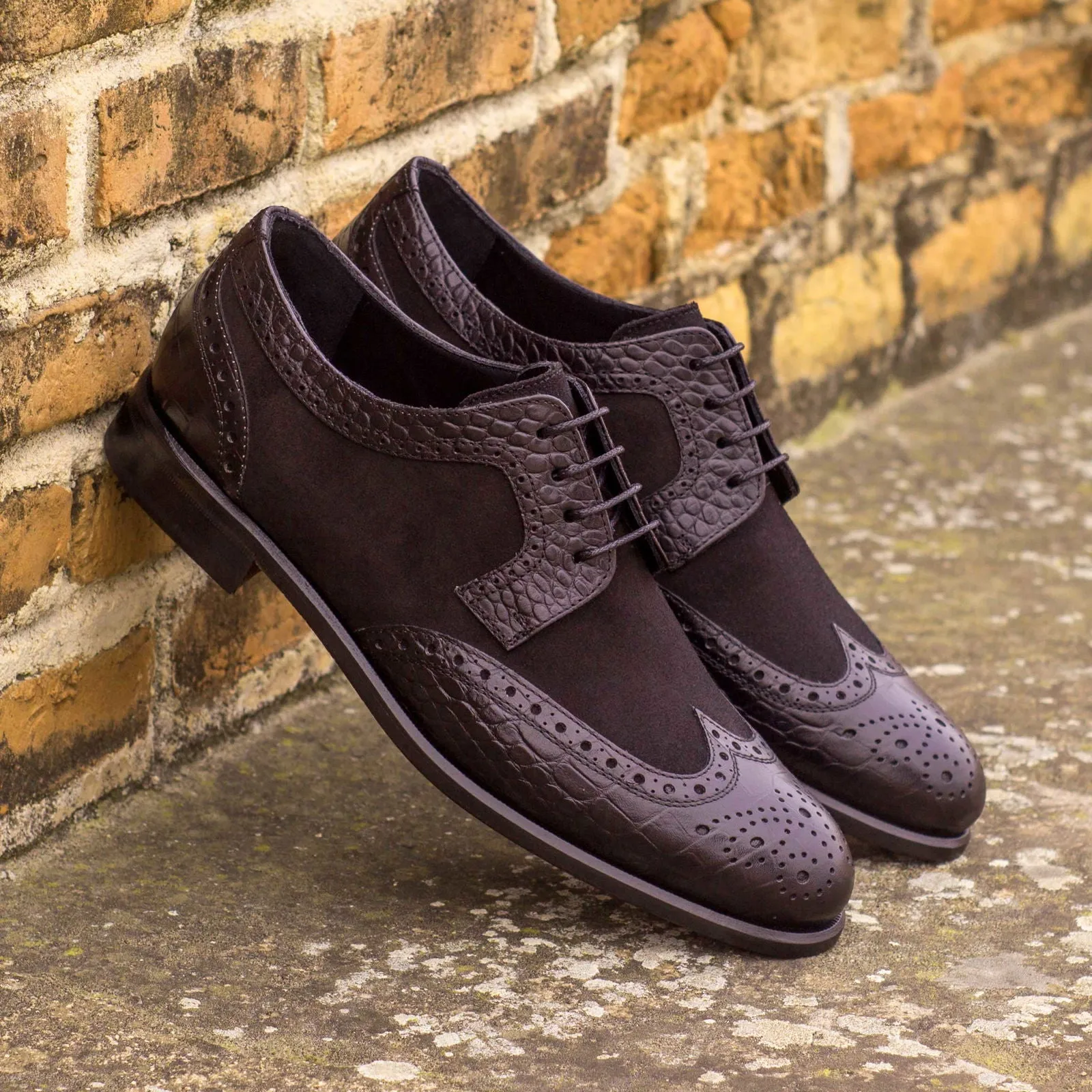 Women's Derby Wingtip Leather Shoes Black 3939