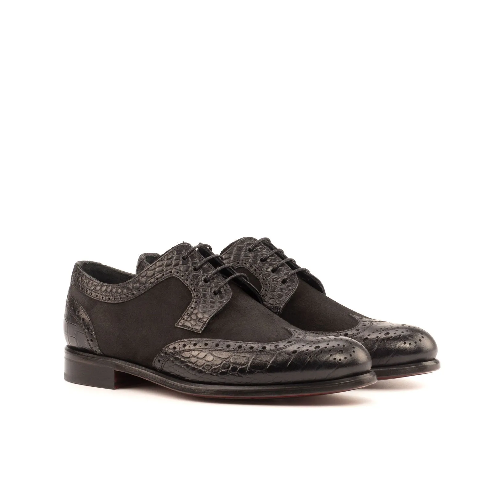 Women's Derby Wingtip Leather Shoes Black 3939