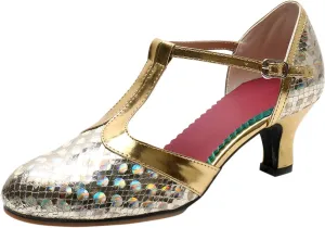 Womens Leather Ballroom Dance Shoes Latin Performance Dance Shoes Closed Toe Ankle Wild Diva Sandals for Women Studded