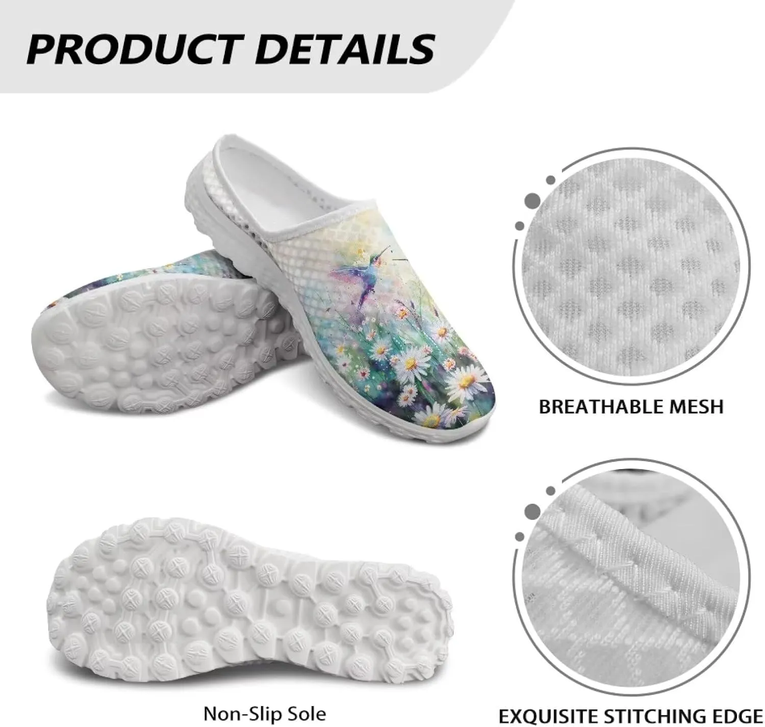 Womens Mules & Clogs Garden Shoes Backless Sneakers - Non-Slip Summer Mesh Slippers Non-Slip Outdoor Walking Shoes