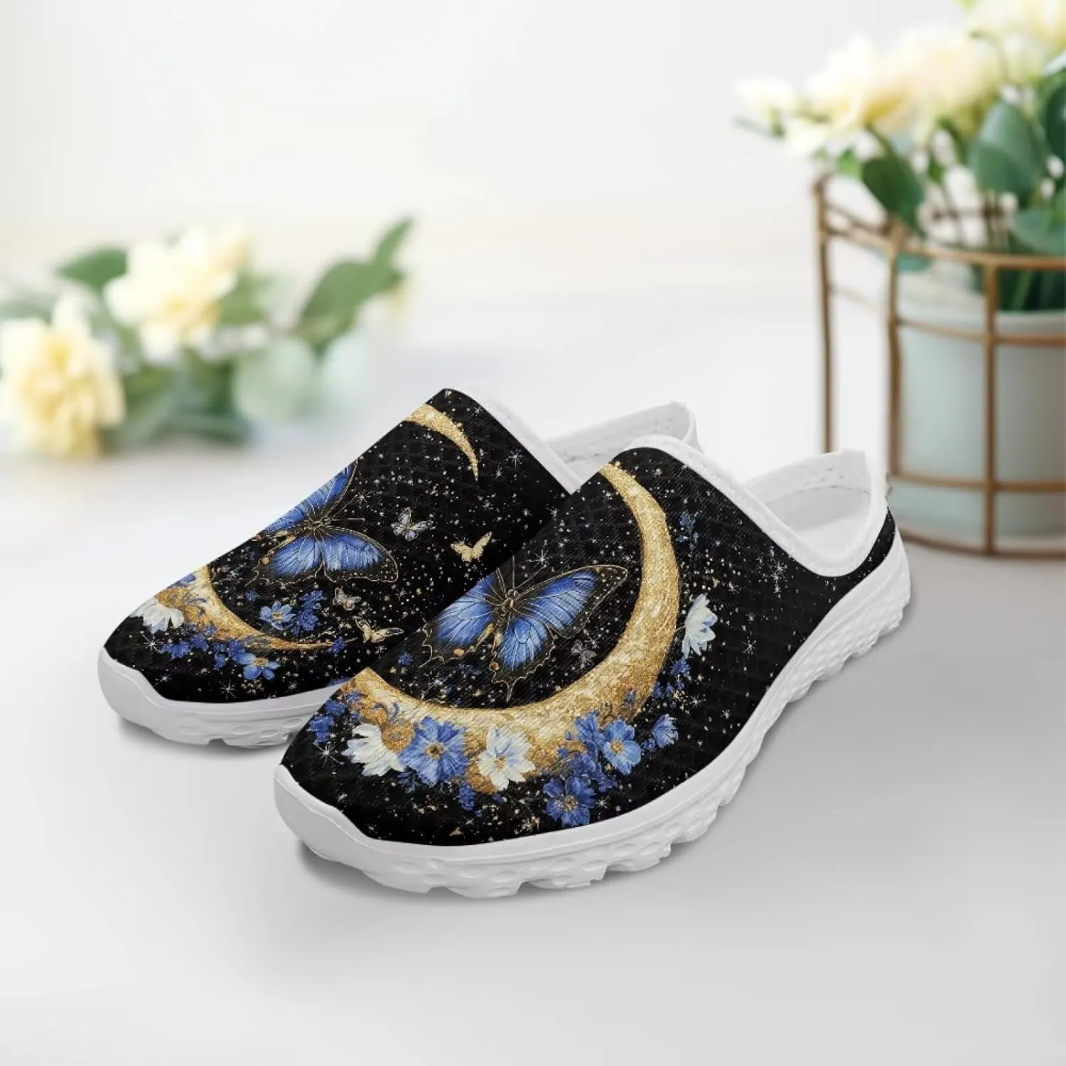 Womens Mules & Clogs Garden Shoes Backless Sneakers - Non-Slip Summer Mesh Slippers Non-Slip Outdoor Walking Shoes