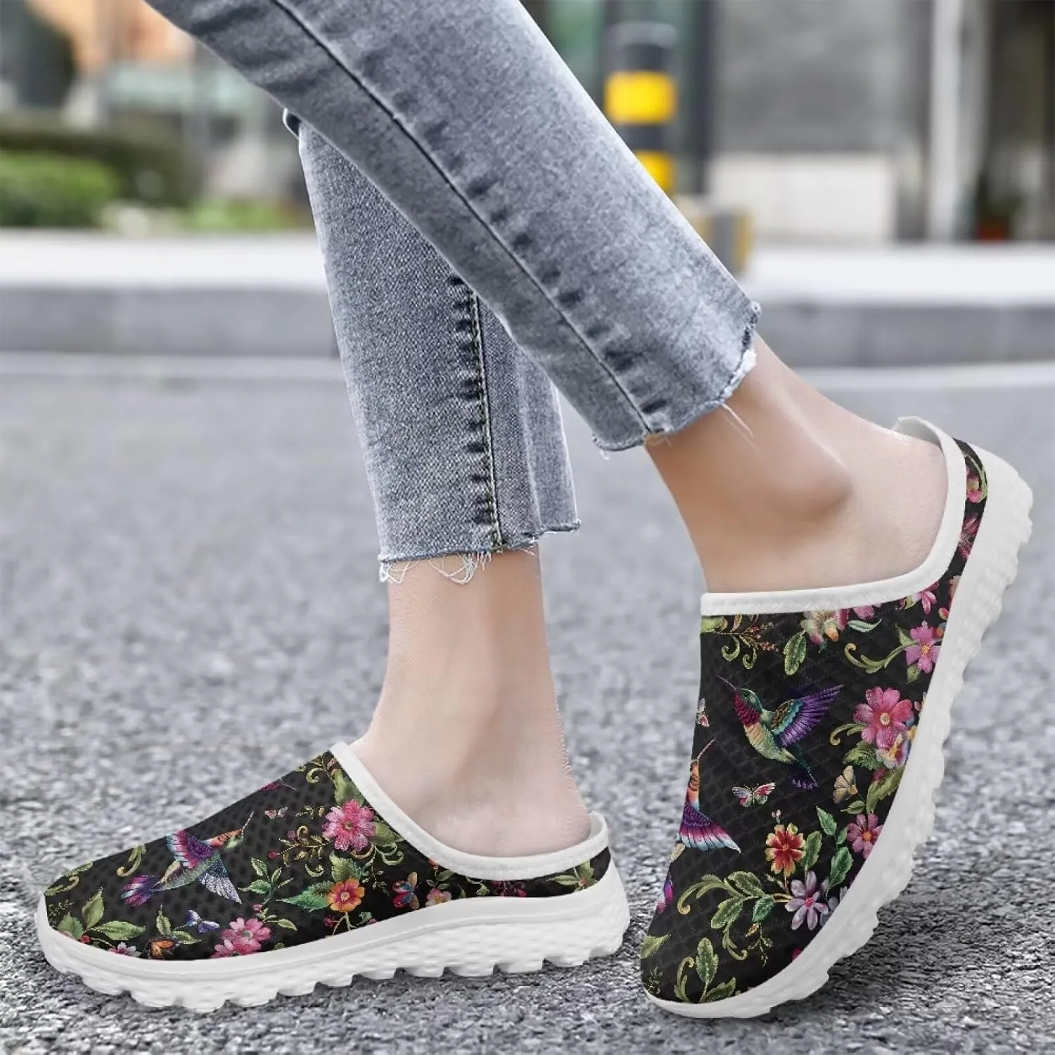 Womens Mules & Clogs Garden Shoes Backless Sneakers - Non-Slip Summer Mesh Slippers Non-Slip Outdoor Walking Shoes