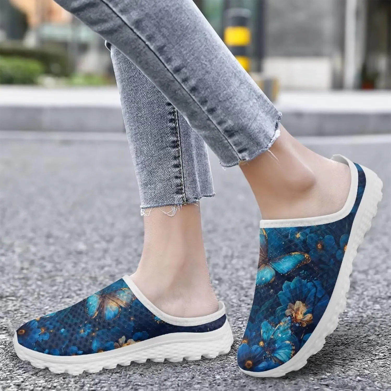 Womens Mules & Clogs Garden Shoes Backless Sneakers - Non-Slip Summer Mesh Slippers Non-Slip Outdoor Walking Shoes