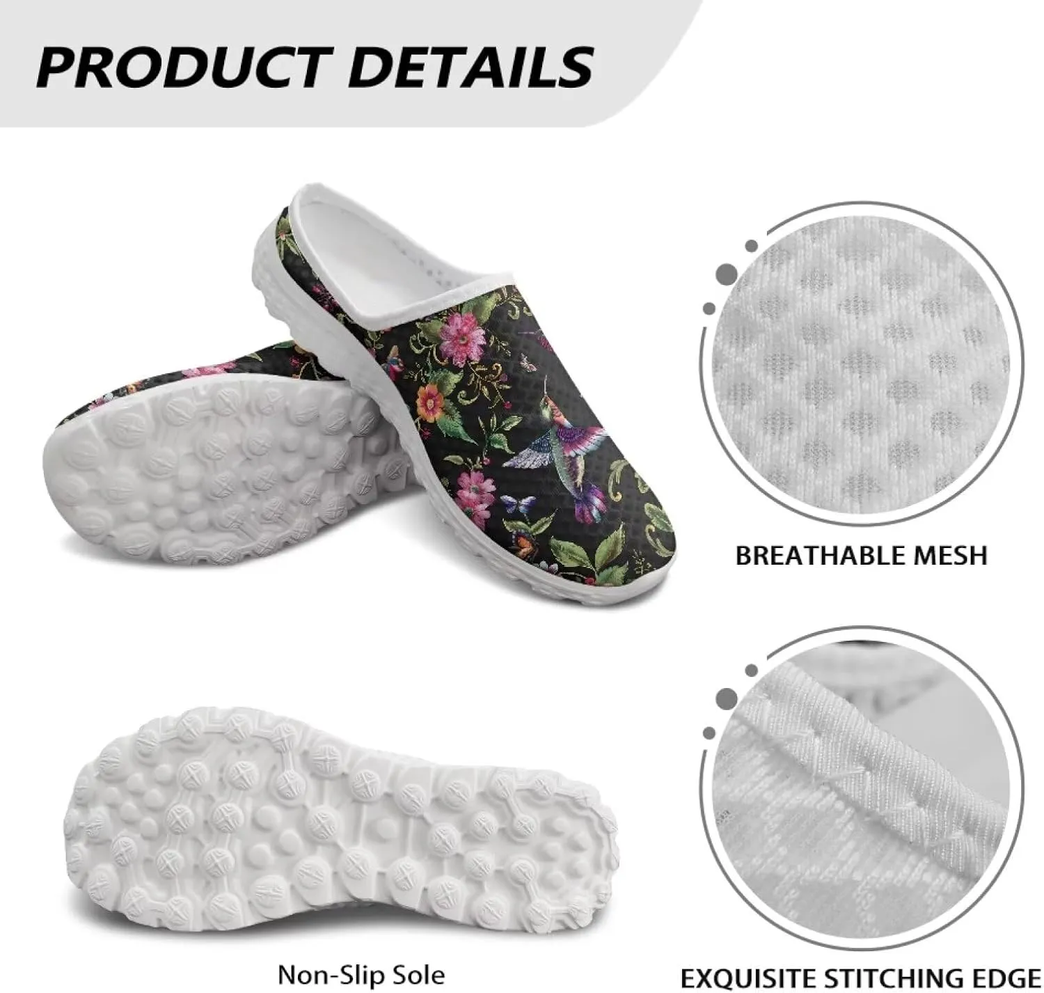 Womens Mules & Clogs Garden Shoes Backless Sneakers - Non-Slip Summer Mesh Slippers Non-Slip Outdoor Walking Shoes