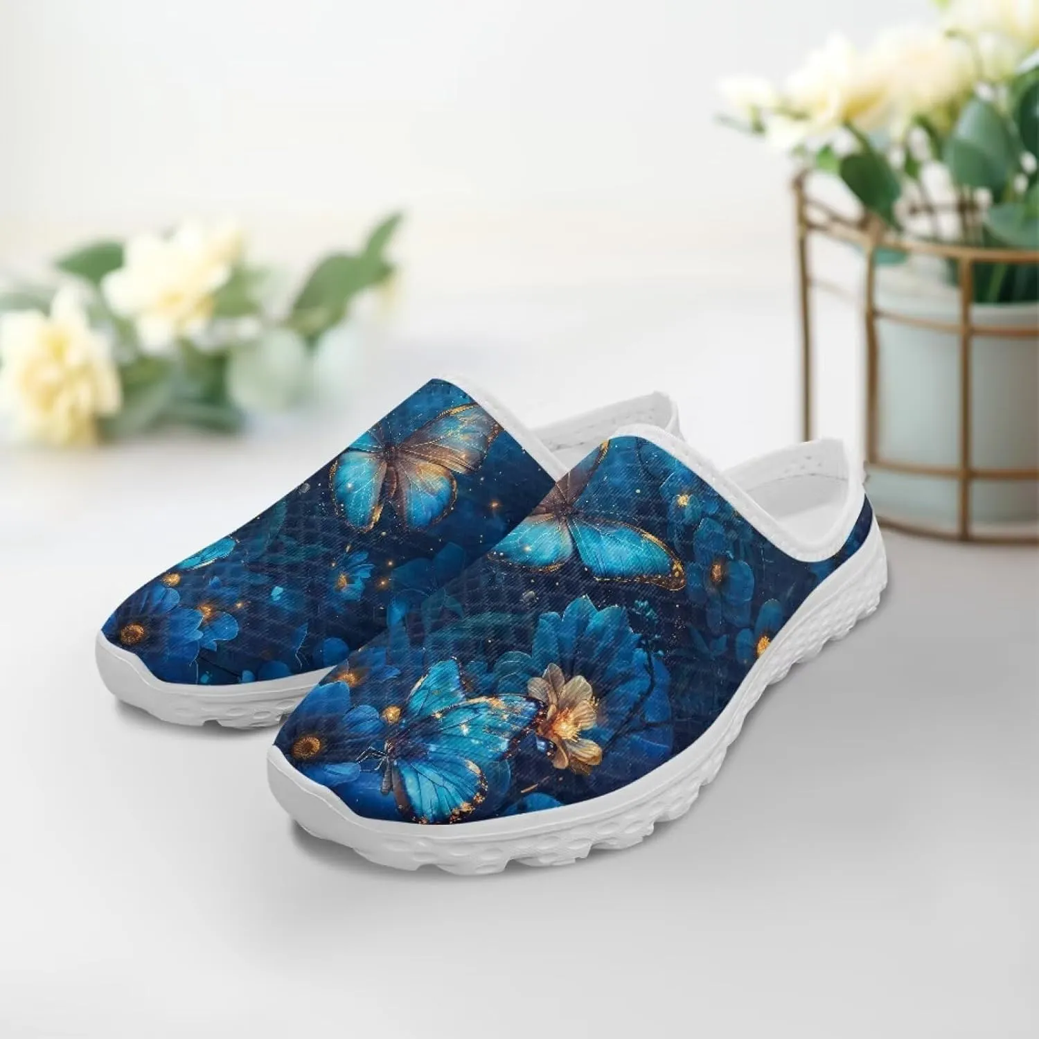 Womens Mules & Clogs Garden Shoes Backless Sneakers - Non-Slip Summer Mesh Slippers Non-Slip Outdoor Walking Shoes