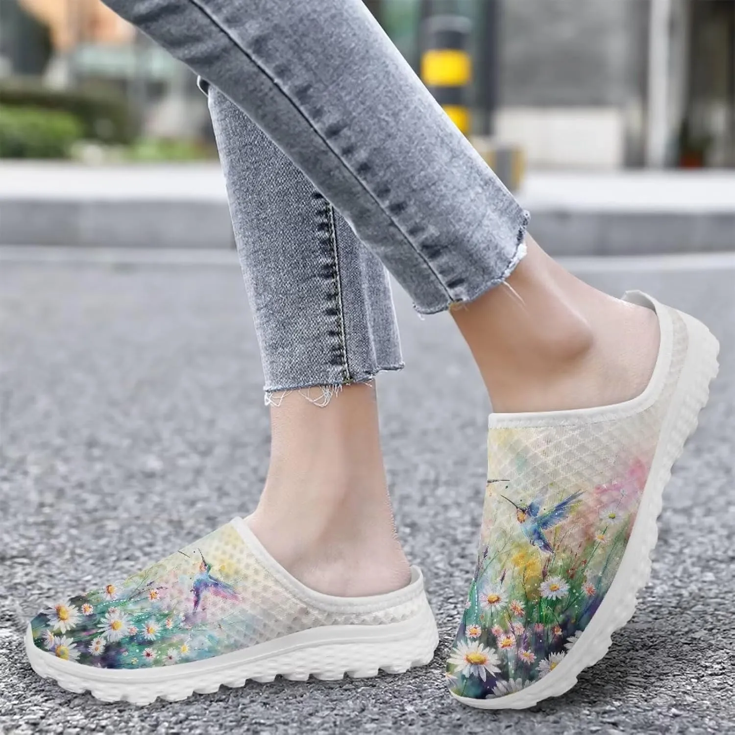 Womens Mules & Clogs Garden Shoes Backless Sneakers - Non-Slip Summer Mesh Slippers Non-Slip Outdoor Walking Shoes