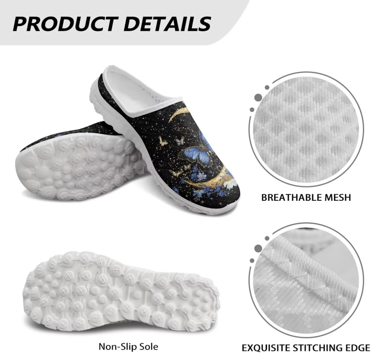 Womens Mules & Clogs Garden Shoes Backless Sneakers - Non-Slip Summer Mesh Slippers Non-Slip Outdoor Walking Shoes