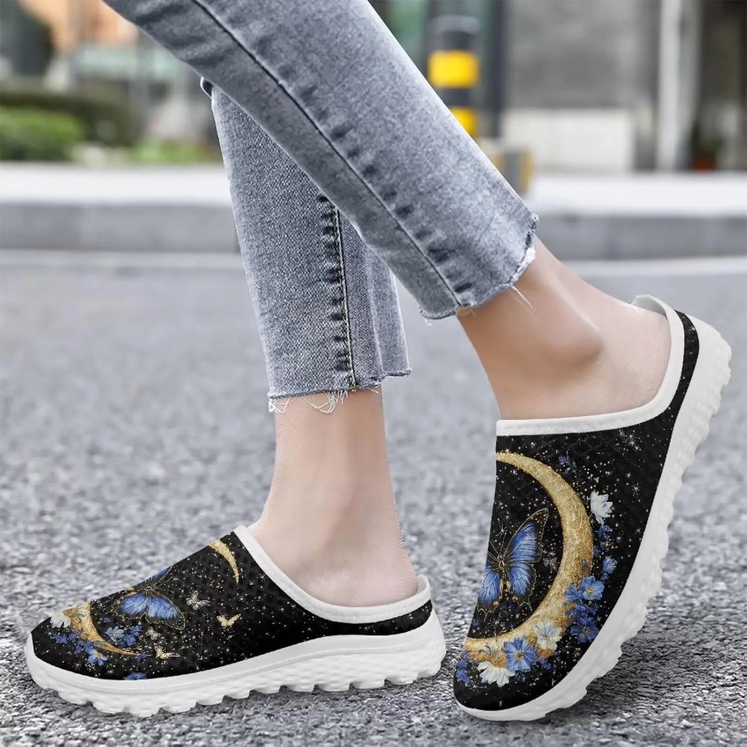 Womens Mules & Clogs Garden Shoes Backless Sneakers - Non-Slip Summer Mesh Slippers Non-Slip Outdoor Walking Shoes