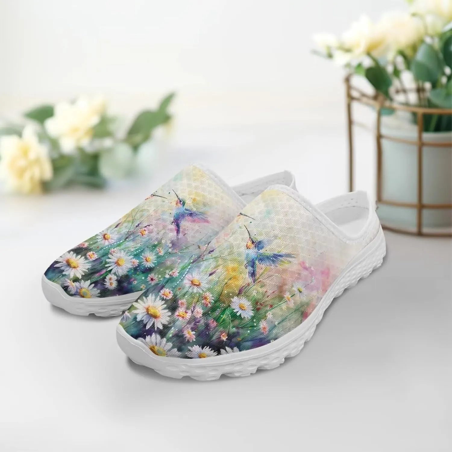 Womens Mules & Clogs Garden Shoes Backless Sneakers - Non-Slip Summer Mesh Slippers Non-Slip Outdoor Walking Shoes