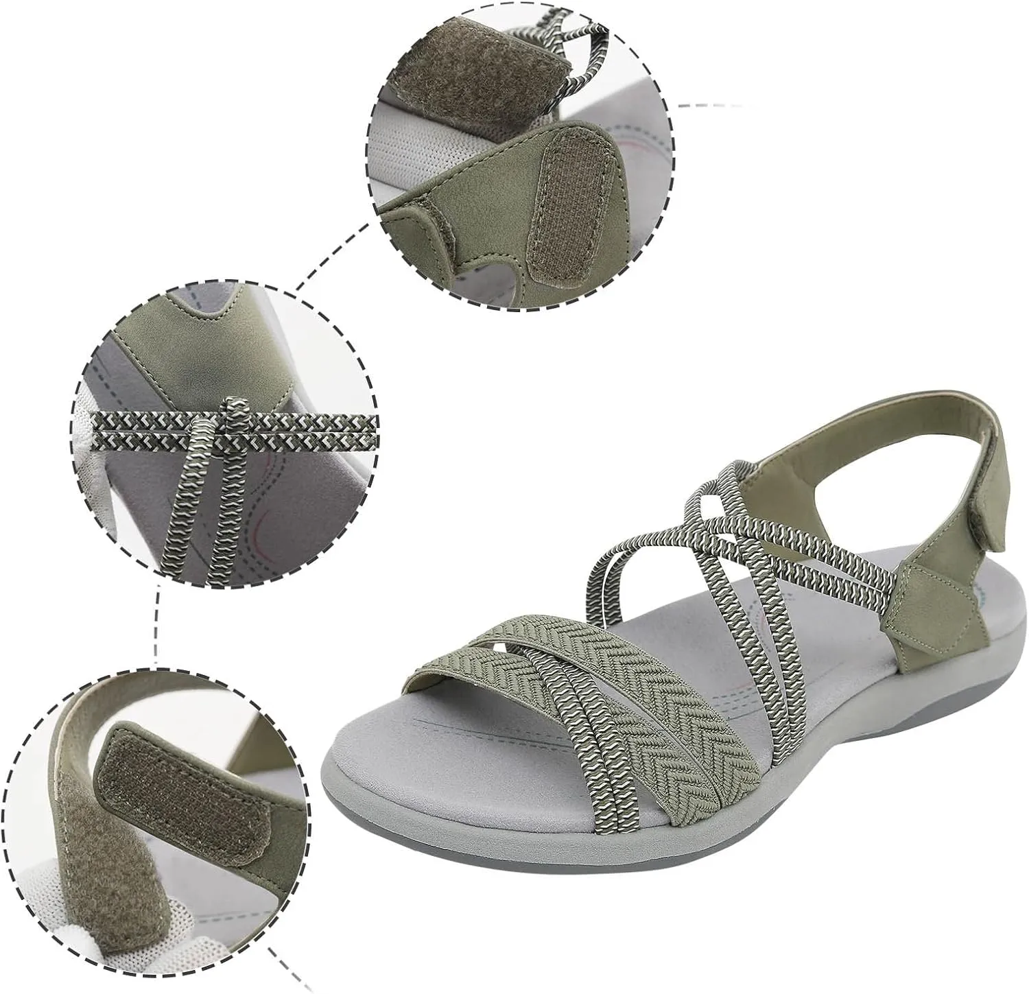 Womens Open Toe Platform Sandals Adjustable Sports Flat Sandals Casual Summer Women's Sandals Comfortable