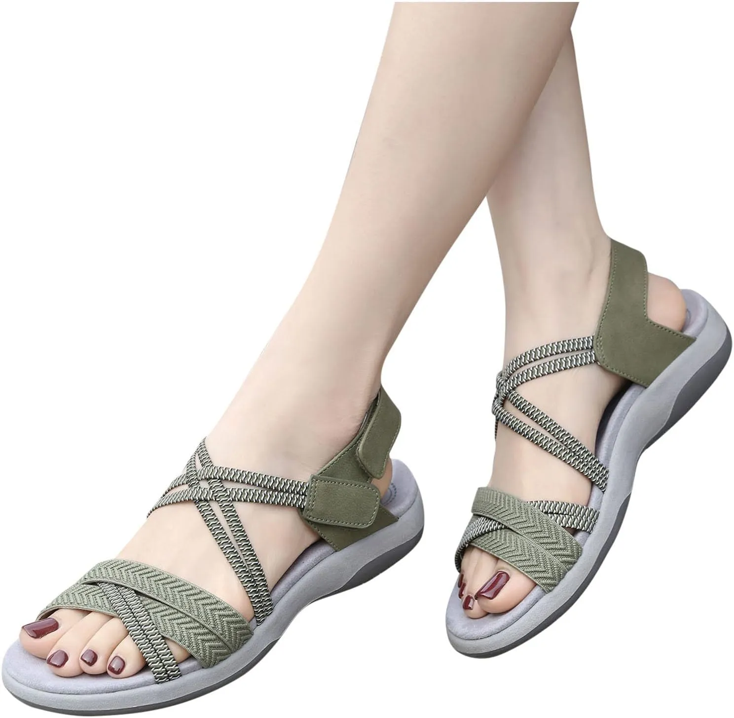 Womens Open Toe Platform Sandals Adjustable Sports Flat Sandals Casual Summer Women's Sandals Comfortable