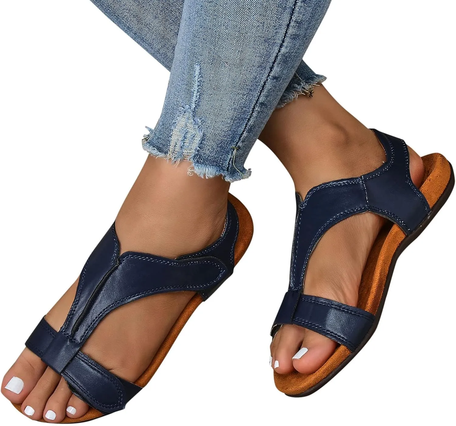 Women's Open Toe Sandals Adjustable Straps Comfortable Walking Sandals with Arch Support for Woman