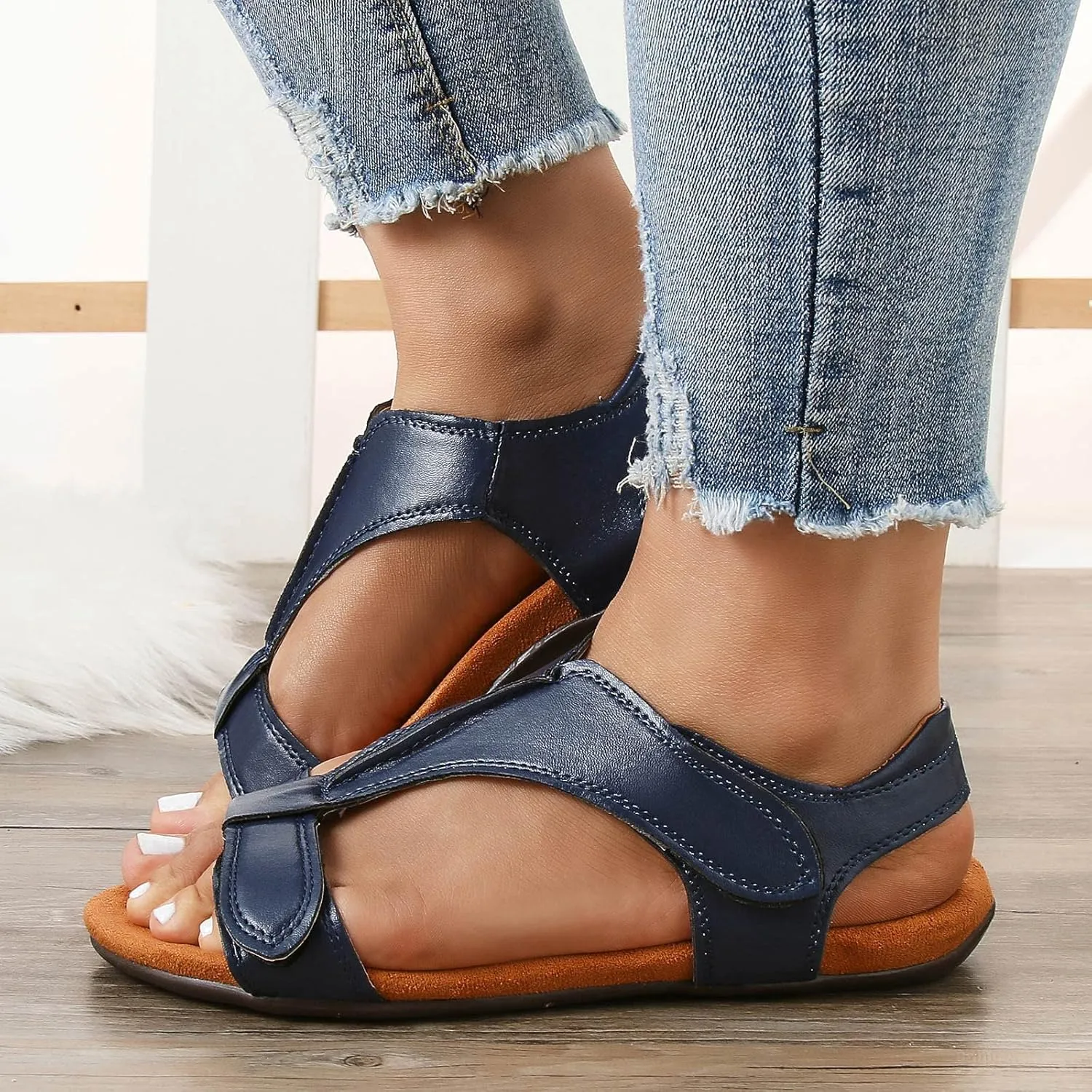 Women's Open Toe Sandals Adjustable Straps Comfortable Walking Sandals with Arch Support for Woman