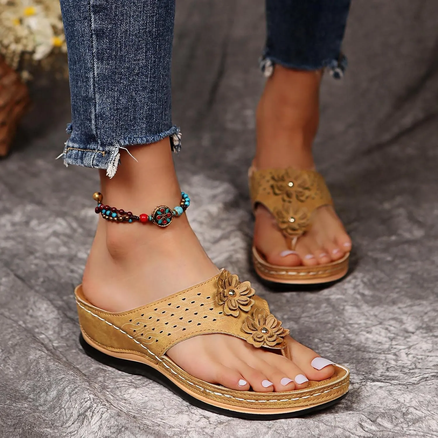 Womens Orthopedic Flip Flops Orthotic Womens Wedges Sandals Orthopedic Womens Summer Slippers with Arch Support Orthotic Extra Wide Sandals for Women Orthopedic Sexy Summer Sandals for Women 2025