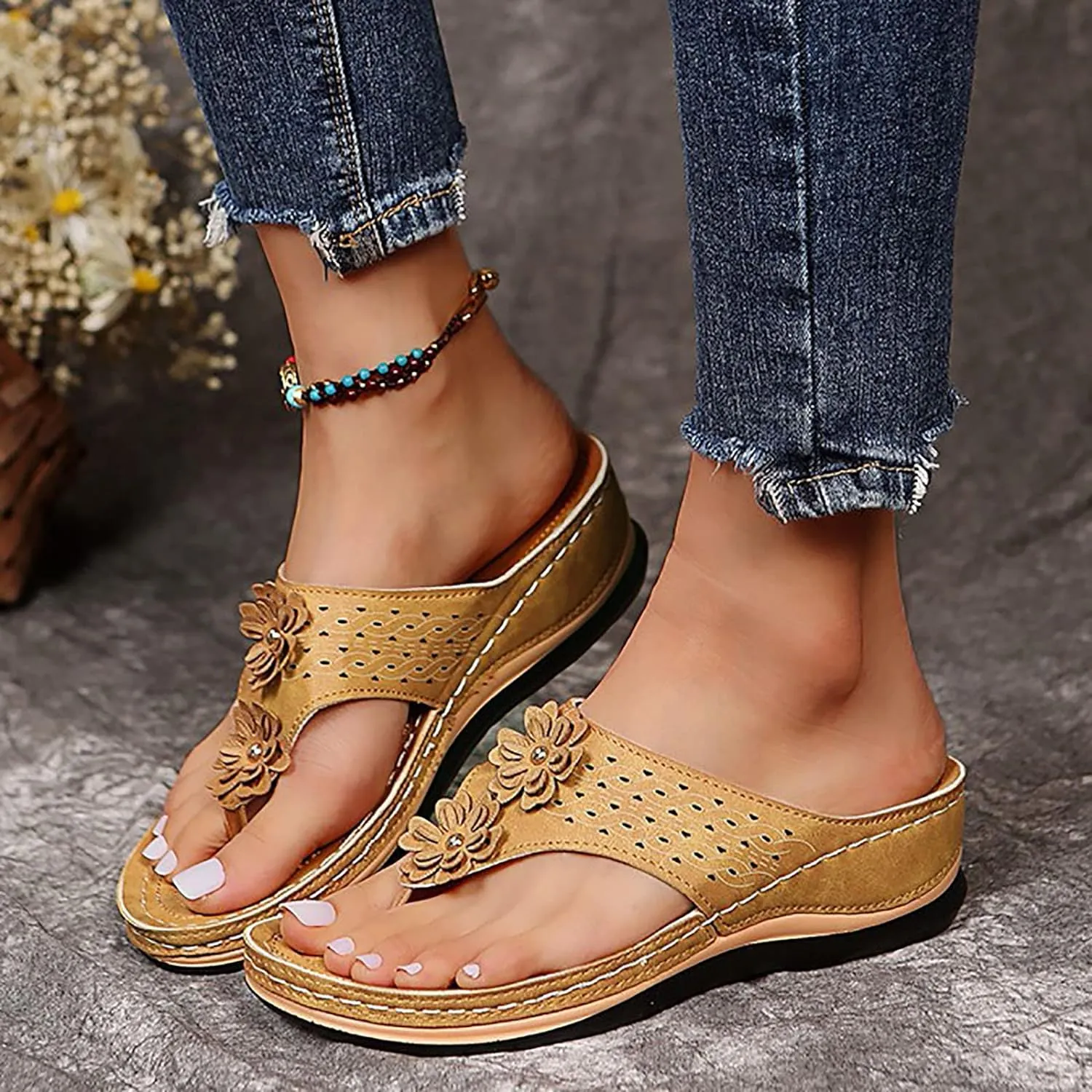 Womens Orthopedic Flip Flops Orthotic Womens Wedges Sandals Orthopedic Womens Summer Slippers with Arch Support Orthotic Extra Wide Sandals for Women Orthopedic Sexy Summer Sandals for Women 2025