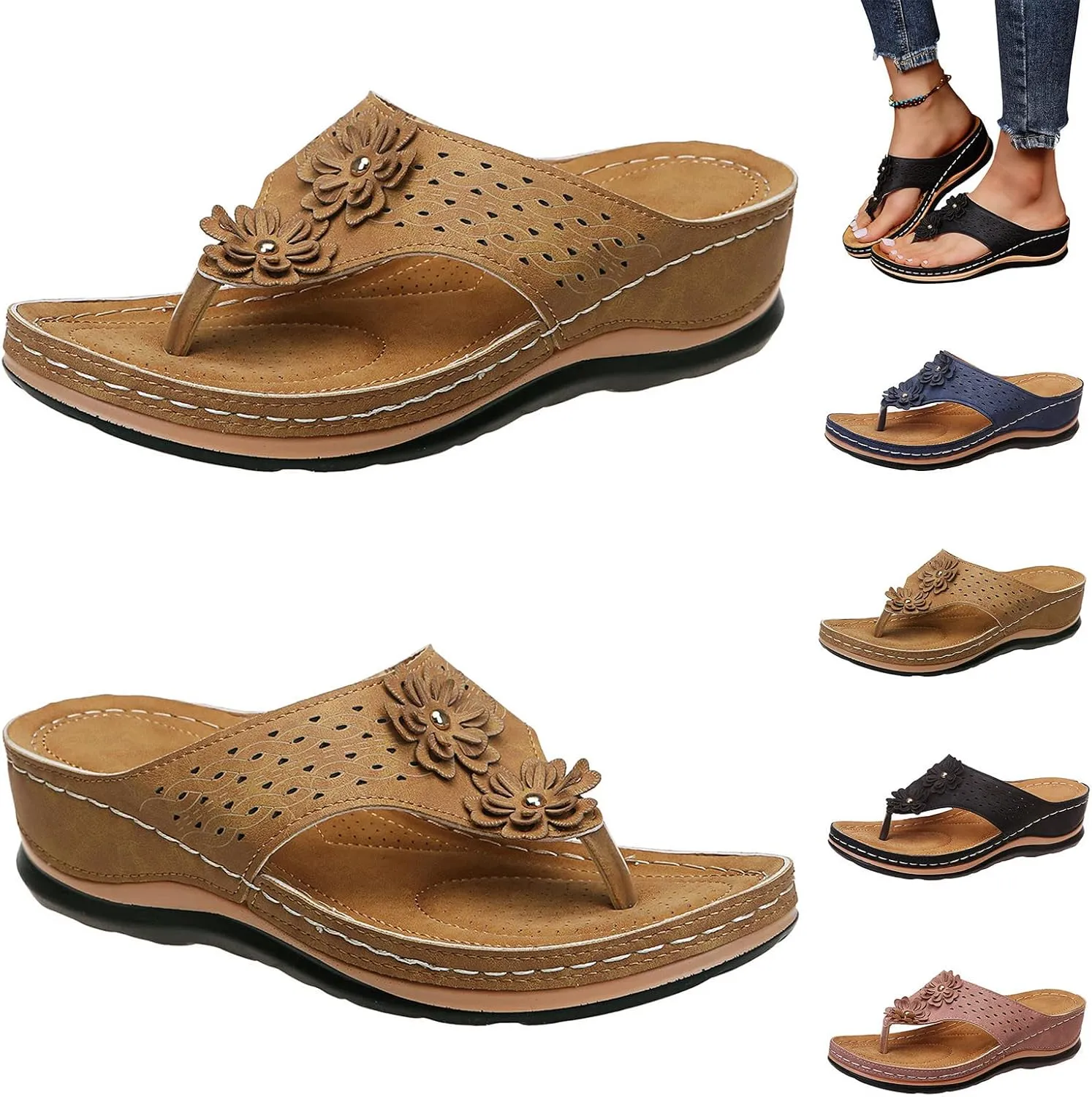 Womens Orthopedic Flip Flops Orthotic Womens Wedges Sandals Orthopedic Womens Summer Slippers with Arch Support Orthotic Extra Wide Sandals for Women Orthopedic Sexy Summer Sandals for Women 2025