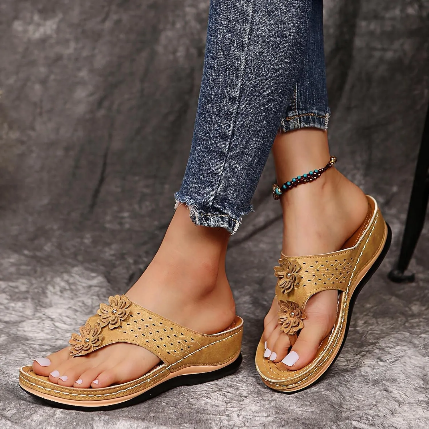 Womens Orthopedic Flip Flops Orthotic Womens Wedges Sandals Orthopedic Womens Summer Slippers with Arch Support Orthotic Extra Wide Sandals for Women Orthopedic Sexy Summer Sandals for Women 2025