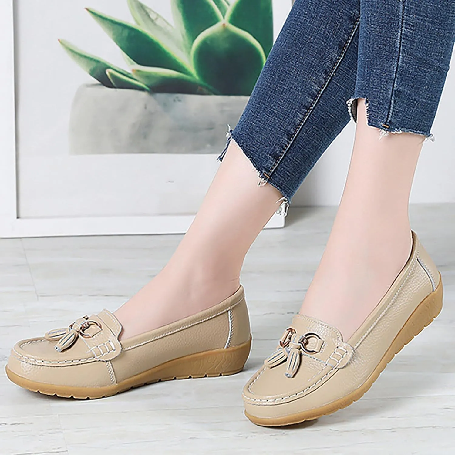 Womens Penny Loafers Comfortable Dressy Walking Shoes Breathable Driving Loafers Casual Slip On Shoes Arch Support