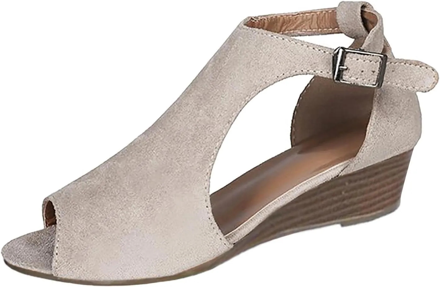 Womens Sandals Cutout Peep Toe Stacked Heeled Sandals Open Toe Heel Sandal Side Strap Chunky Heel Sandal Ankle Strap Buckle Booties 2025