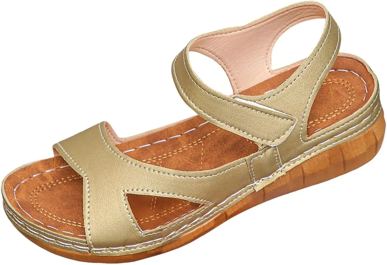 Womens Slide Sandals Open Toe Adjustable Thick Soled Wedge Sandals Lightweight Casual Slip On Walking Shoes