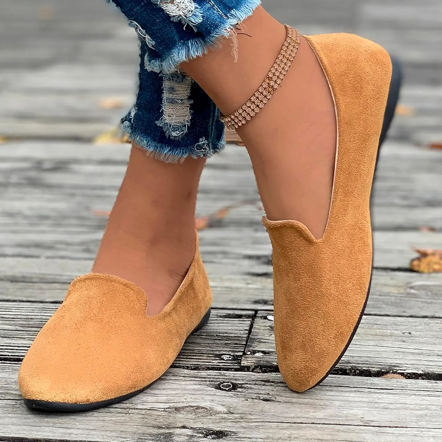 Women's Slip On Ballet Flat Shoes Comfortable Round Toe Dressy Shoe Slip On Business Casual Shoes Driving Flats