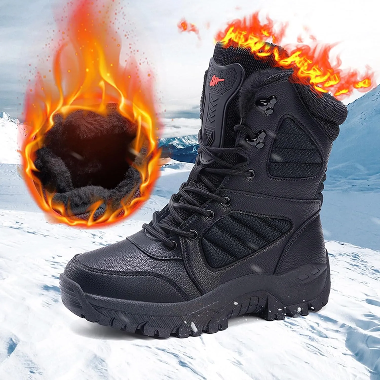 Women's Snow Boots Waterproof Insulated Fur Lined Booties Lightweight Winter Hiking Shoes Lightweight Thermal Warm Thickening