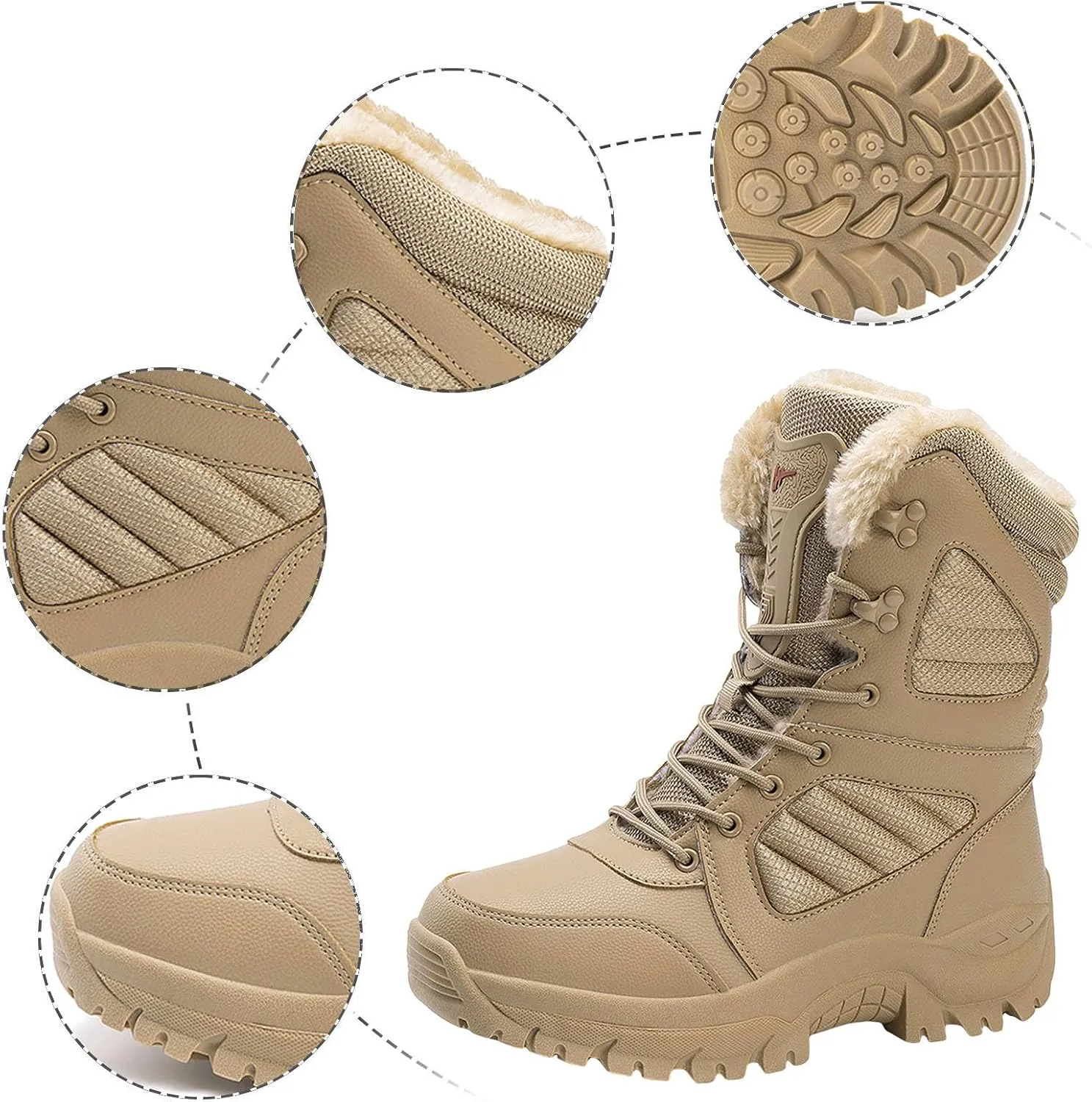 Women's Snow Boots Waterproof Insulated Fur Lined Booties Lightweight Winter Hiking Shoes Lightweight Thermal Warm Thickening
