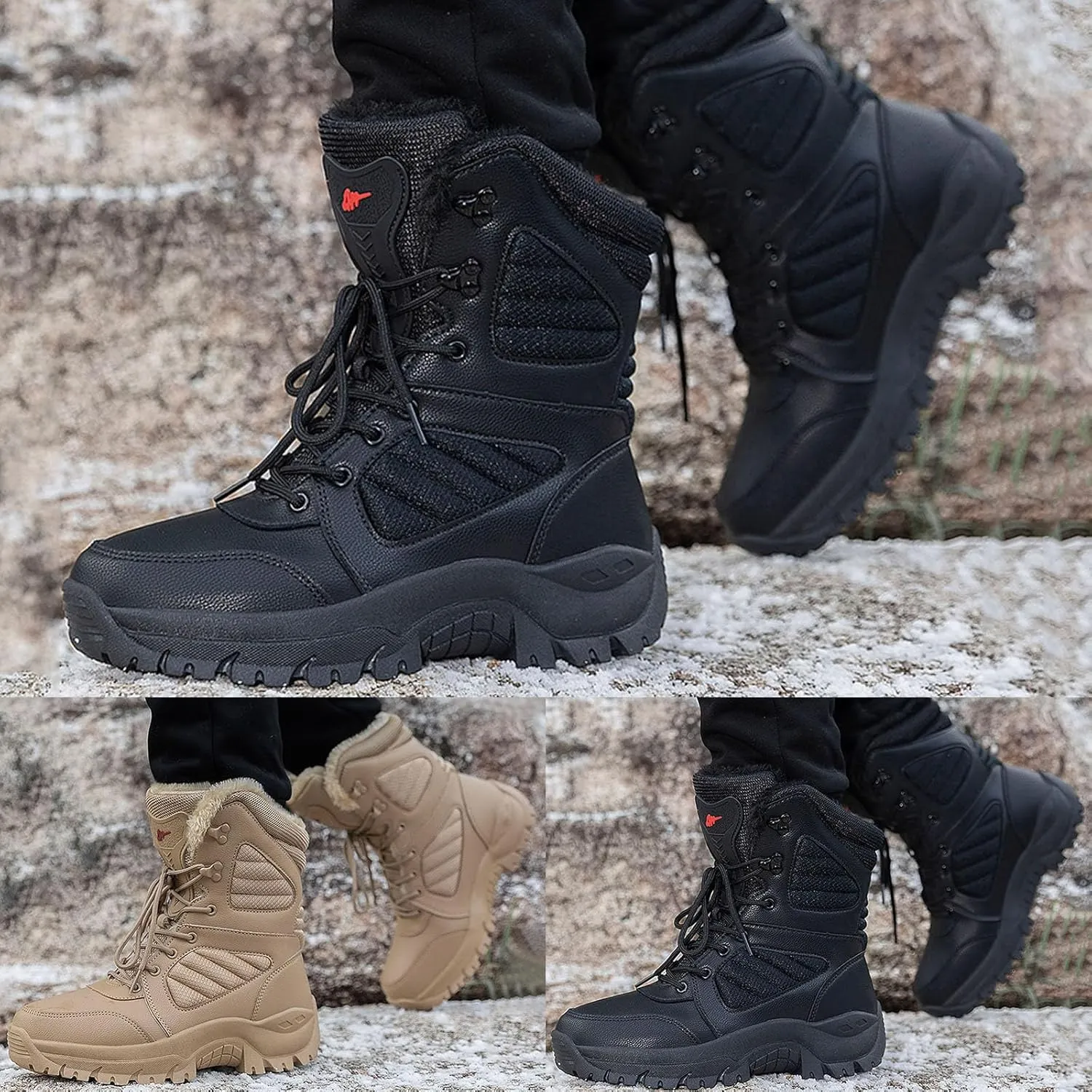 Women's Snow Boots Waterproof Insulated Fur Lined Booties Lightweight Winter Hiking Shoes Warm Hiking No-Slip Thickening