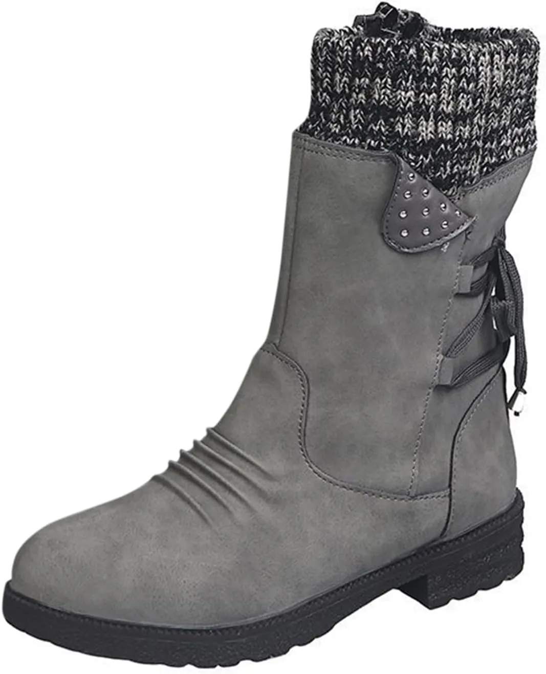 Women's Snow Winter Boots Mid Calf Warm Faux Fur Lined Lace Up Anti-slip Outdoor Boots Women's Snow Boots