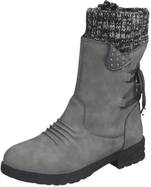 Women's Snow Winter Boots Mid Calf Warm Faux Fur Lined Lace Up Anti-slip Outdoor Boots Women's Snow Boots