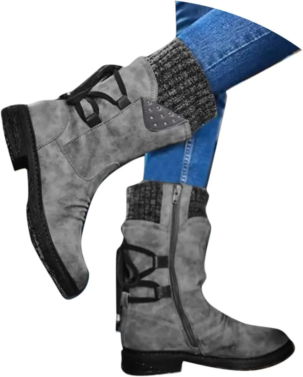 Women's Snow Winter Boots Mid Calf Warm Faux Fur Lined Lace Up Anti-slip Outdoor Boots Women's Snow Boots