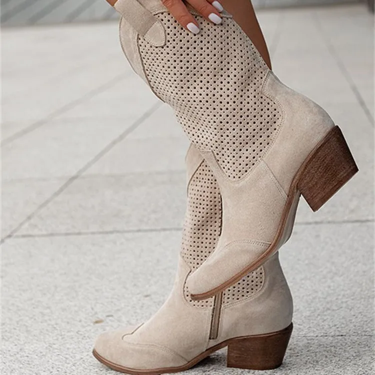 Women's Suede Pointed Toe Mid-Calf Boots