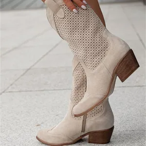 Women's Suede Pointed Toe Mid-Calf Boots