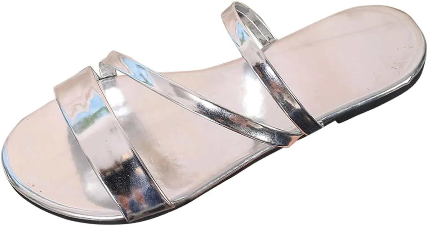 Women's Summer Fashion Glossy Open Toed Flip Flops On The Beach Beach Sandals Womens Shoes