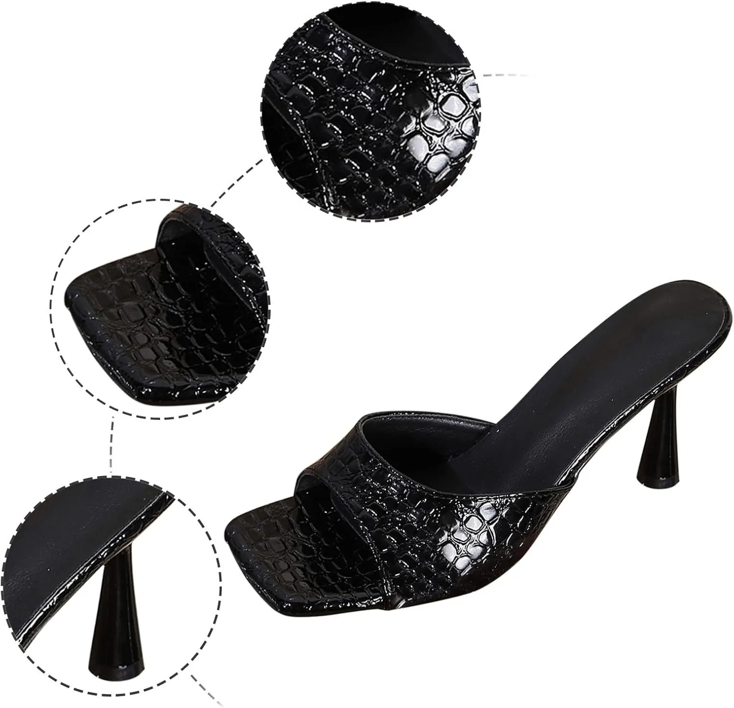 Women's Summer Fashion Leather Square Head Open Toe Slip On Sandals On The Beach Beach Flip Flops for Women