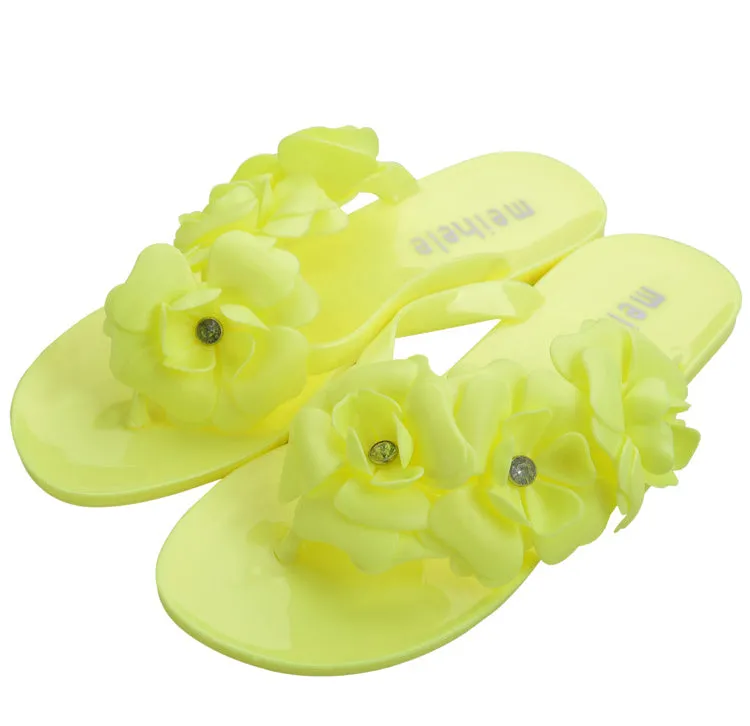 Women's Summer Flip Flops With Flowers