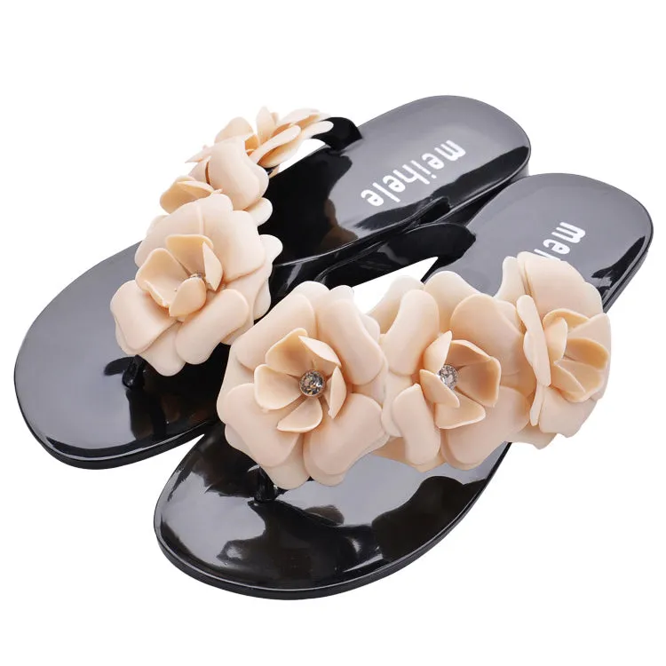 Women's Summer Flip Flops With Flowers